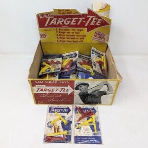 Vintage Sam Snead Target Tee Magic Golf Tees 15 Sealed Packages And Original Box